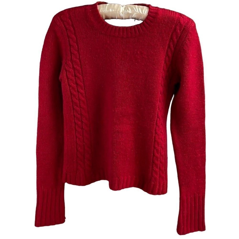 Emotions Ladies Vintage Wool Crew Neck Long Sleeve Pullover Sweater Red Medium